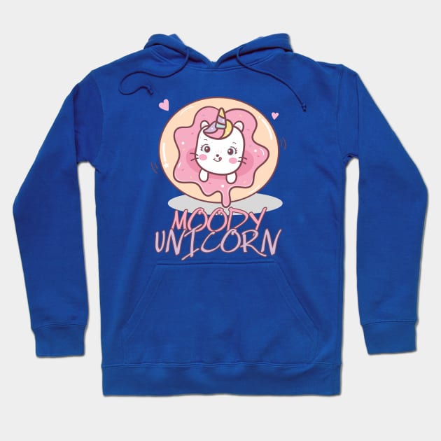 Moody unicorn - Cute little unicorn in a donut you and your kids would love! - Available in stickers, clothing, etc Hoodie by Crazy Collective